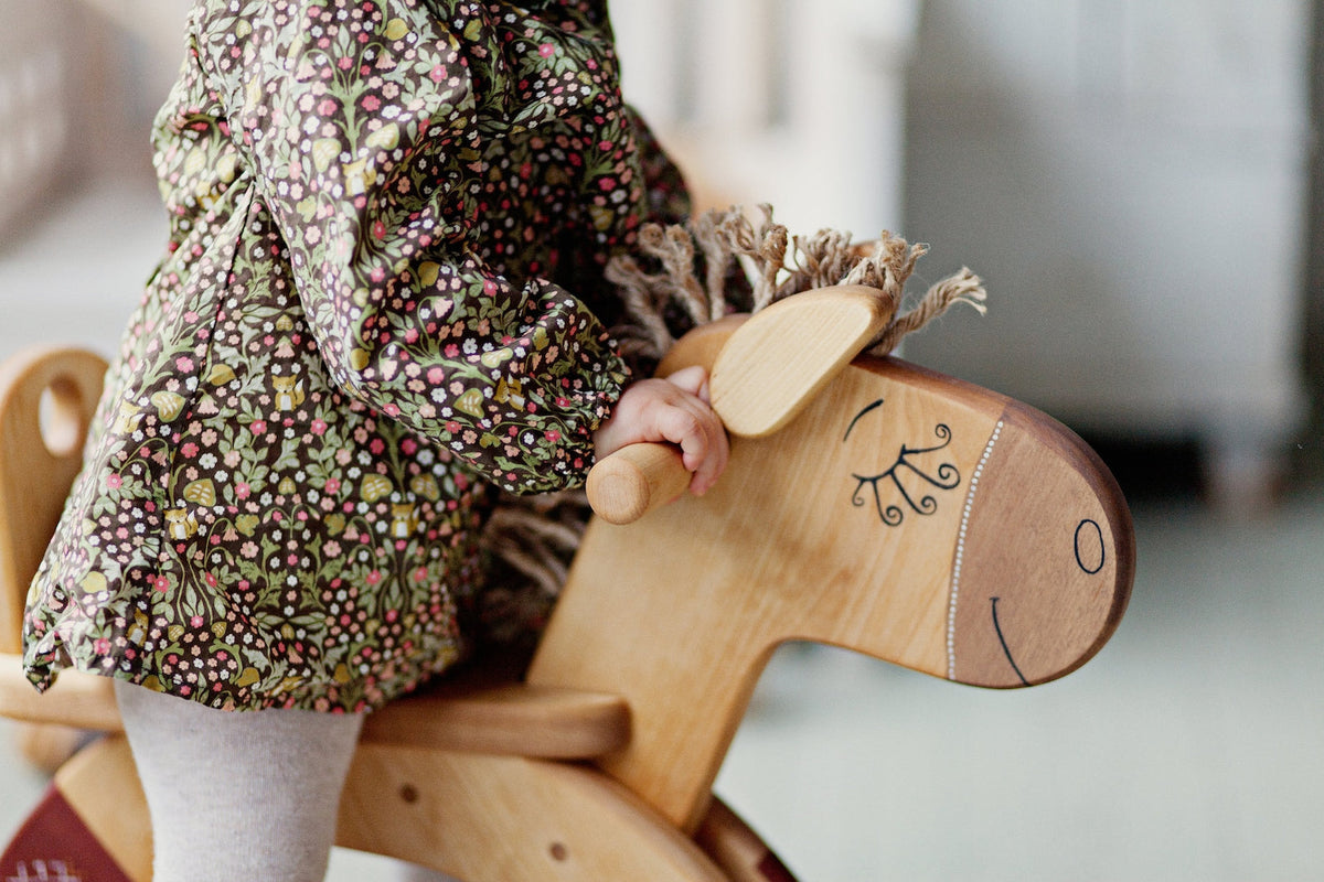 Wooden Rocking Horse — Barn Red